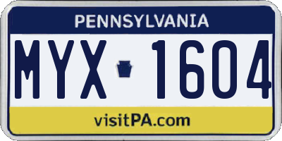 PA license plate MYX1604
