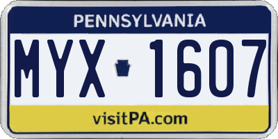 PA license plate MYX1607