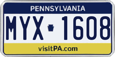 PA license plate MYX1608
