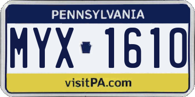PA license plate MYX1610
