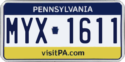PA license plate MYX1611