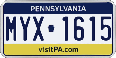 PA license plate MYX1615