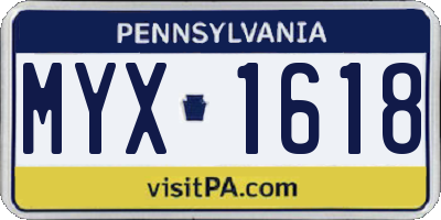 PA license plate MYX1618