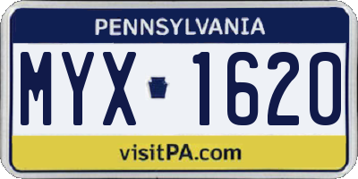 PA license plate MYX1620