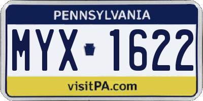 PA license plate MYX1622