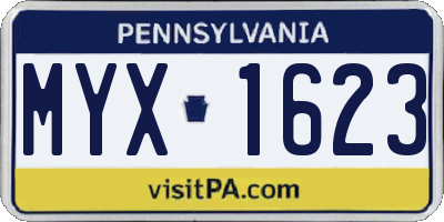 PA license plate MYX1623