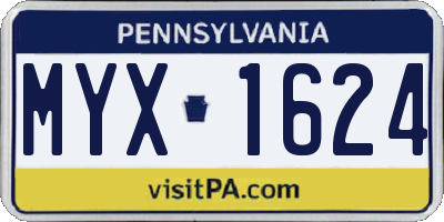 PA license plate MYX1624