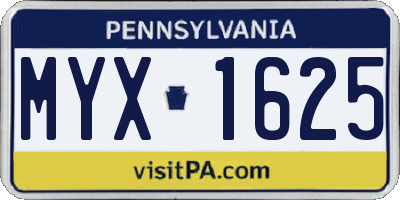 PA license plate MYX1625