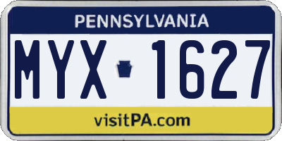 PA license plate MYX1627