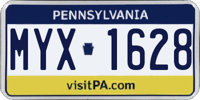 PA license plate MYX1628