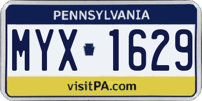PA license plate MYX1629