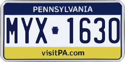 PA license plate MYX1630