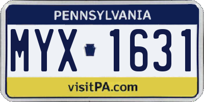 PA license plate MYX1631