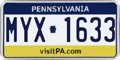 PA license plate MYX1633