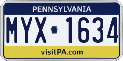 PA license plate MYX1634