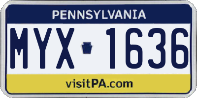 PA license plate MYX1636