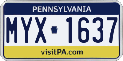 PA license plate MYX1637