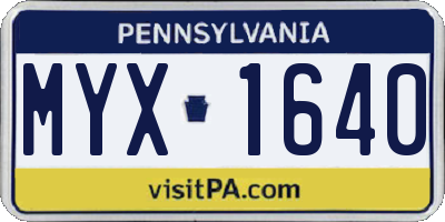 PA license plate MYX1640