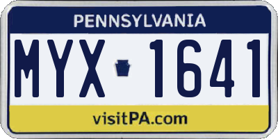 PA license plate MYX1641