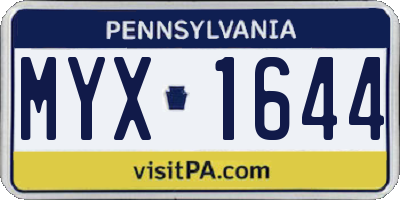 PA license plate MYX1644