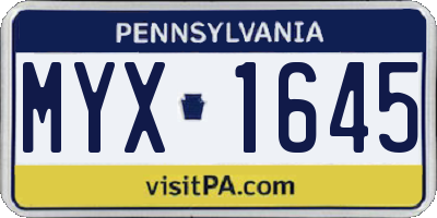 PA license plate MYX1645