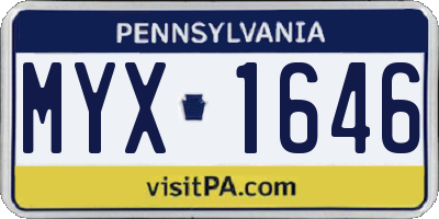 PA license plate MYX1646