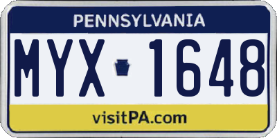 PA license plate MYX1648