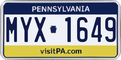 PA license plate MYX1649