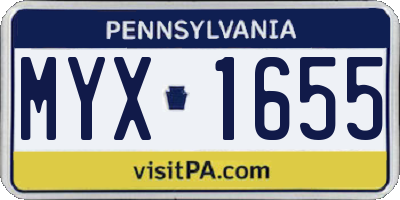 PA license plate MYX1655