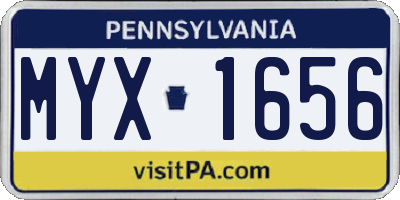 PA license plate MYX1656