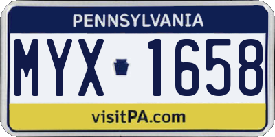 PA license plate MYX1658