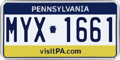 PA license plate MYX1661