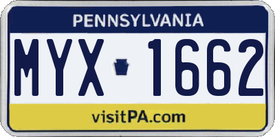 PA license plate MYX1662