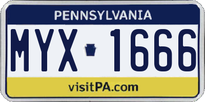 PA license plate MYX1666
