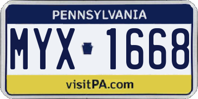 PA license plate MYX1668