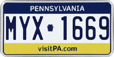 PA license plate MYX1669