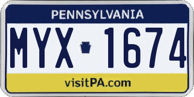 PA license plate MYX1674