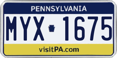 PA license plate MYX1675