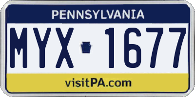 PA license plate MYX1677