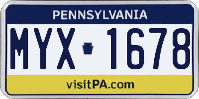 PA license plate MYX1678