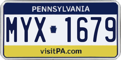 PA license plate MYX1679