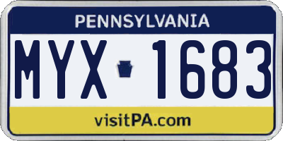 PA license plate MYX1683