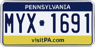 PA license plate MYX1691