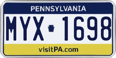 PA license plate MYX1698