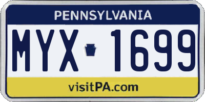 PA license plate MYX1699