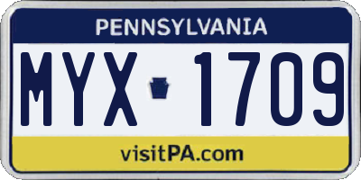 PA license plate MYX1709
