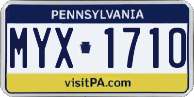 PA license plate MYX1710