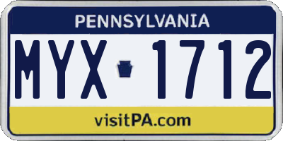 PA license plate MYX1712