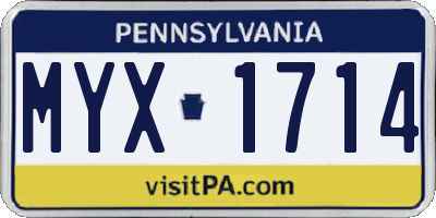 PA license plate MYX1714