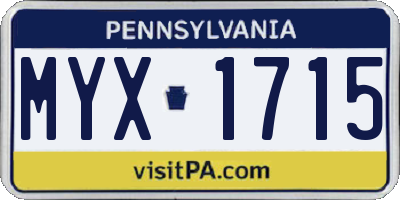 PA license plate MYX1715